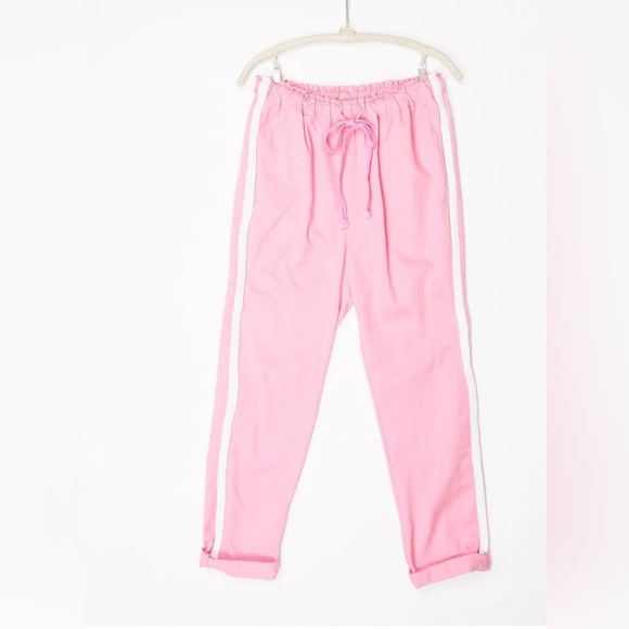Xirena Rex Pant in Splash of Pink Medium Pull on Elastic Waist White Stripe - Picture 1 of 7